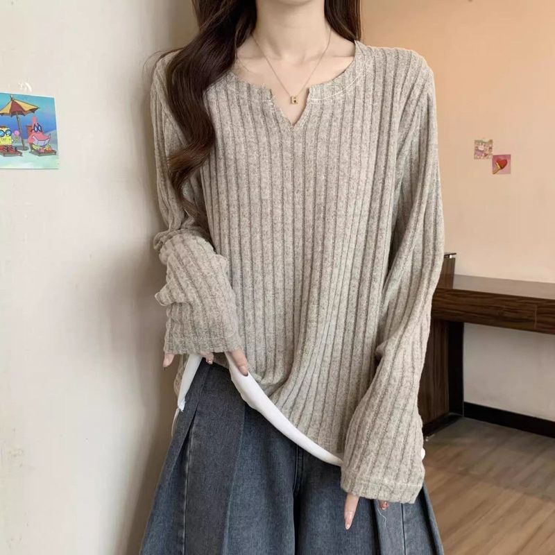 2025秋冬新款大码女装设计感时尚假两件韩版长袖胖mm显瘦打底上衣|undefined