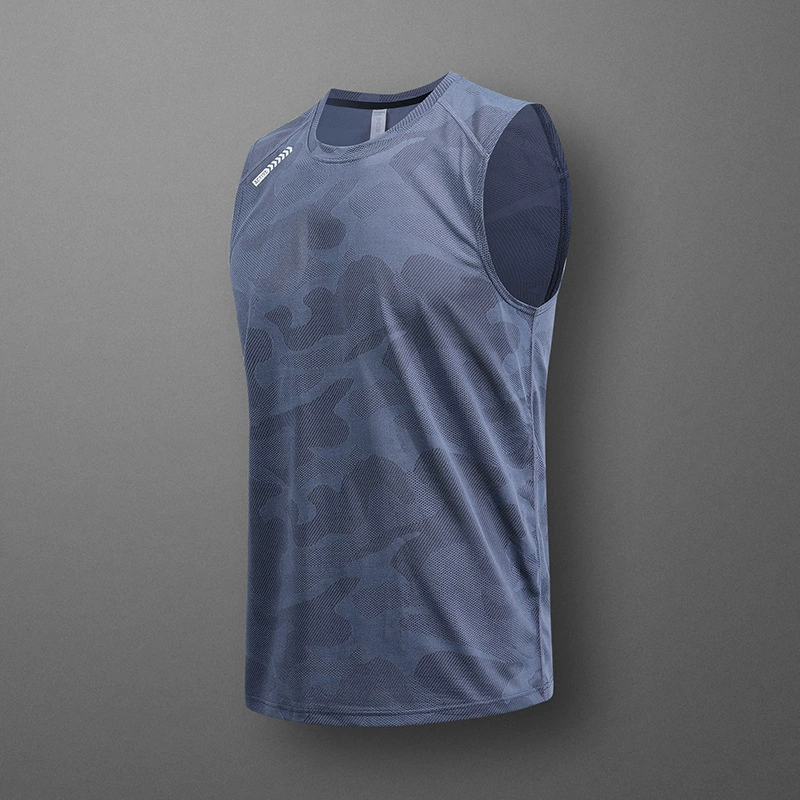 Летние тонкие плечи спортивные фитнес-рубашки с двумя открытыми футболками со льдом жилет мужские футболки без рукавов