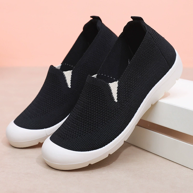 Старые пекинские туфли из ткани женские весенние и осенние новые одиночные туфли с плоским дном и мелким ртом легкие ленивые туфли повседневные удобные дикие туфли мамы