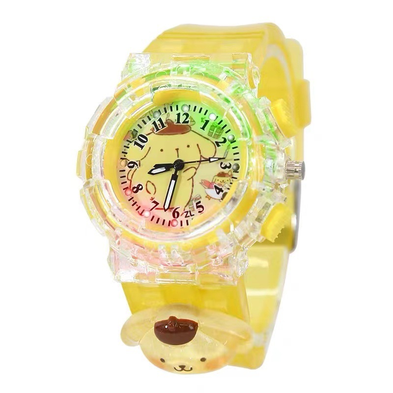 Reloj para niños Dibujos animados Sanrio Kulomi Reloj electrónico luminoso Reloj de cuarzo con puntero digital para estudiantes de primaria y secundaria