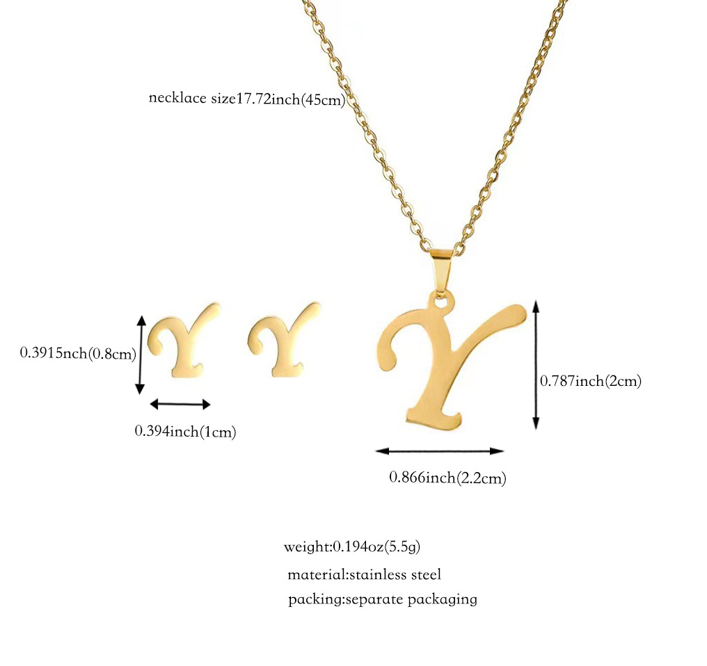 Joyería de titanio, colgante y pendientes unisex, letras inglesas, resistentes al desgaste