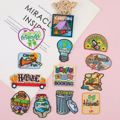 Embroidered patch with high-end handmade beading eco-friendly material, computer-embroidered camping icon patch
