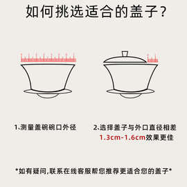 ✅泡茶盖碗盖子白瓷描金盖碗单盖子三才盖碗茶碗茶杯盖子配盖陶瓷