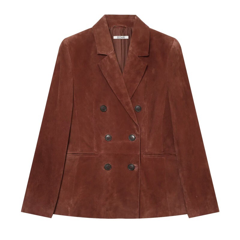 PB&ZA cross-border European and American women's clothing 2026 autumn high-end suede slim-fit blazer 3046281