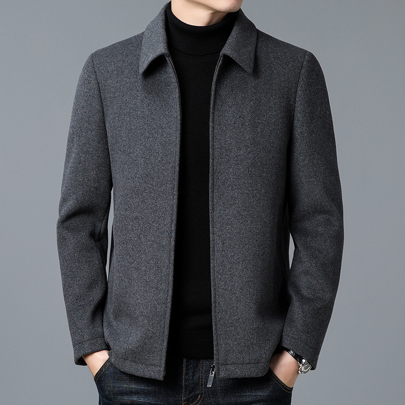 Autumn and winter new men's casual lapel woolen jacket wool coat men's jacket a wholesale