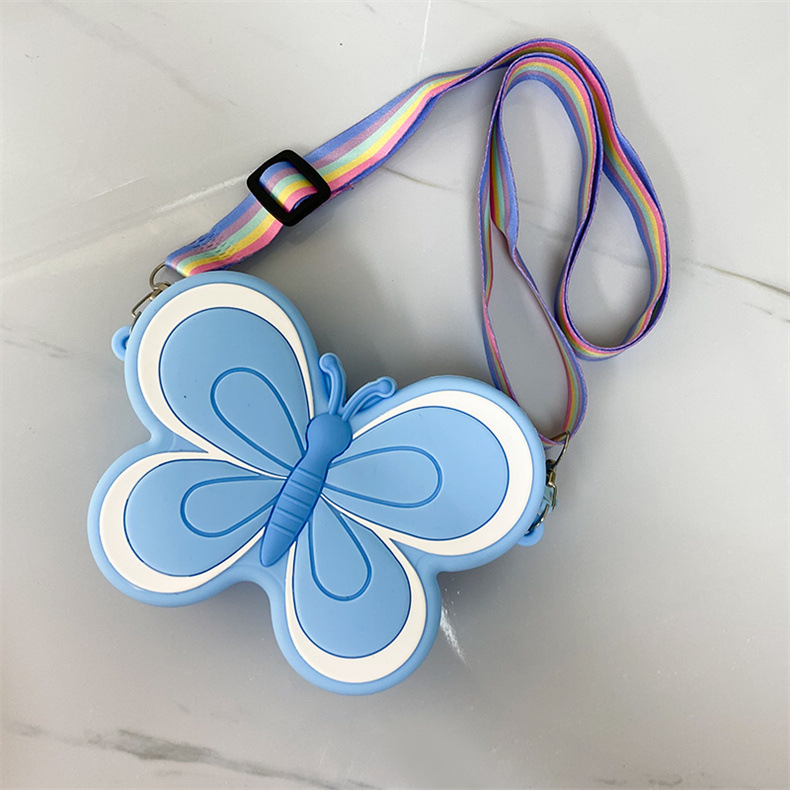 Niños Pequeña Gel De Sílice Mariposa Lindo Cuadrado Cremallera Bolso Bandolera display picture 3