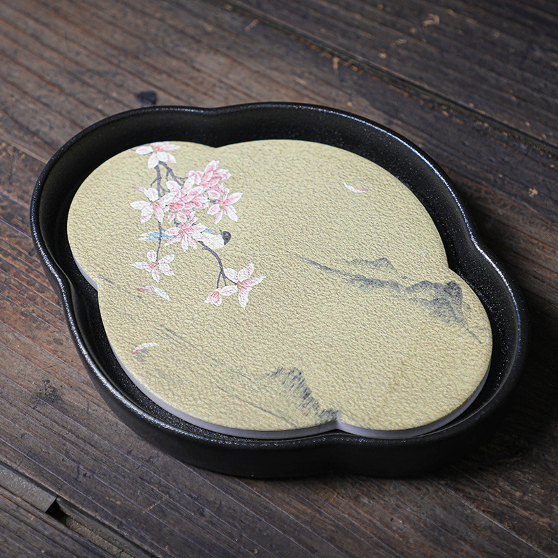 Zhongyi Xin Rough Ceramics Pottery Botato Board, Begonia Round Ceramic Tea Tap Tart Statium Storage Cushion Cushion Cashi Camel Small Dry Bubble Power