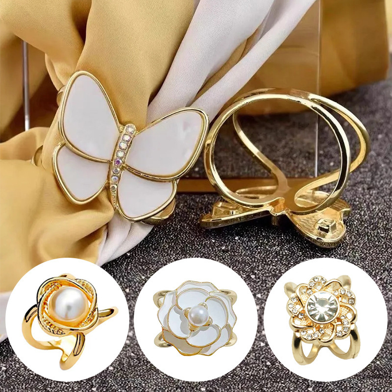 Cross-border Hot-mining Multi-functional Silk Towel Buckle High-end Fashion All-match Coat Belt Buckle Increased Fixed Buckle Jewelry for Women