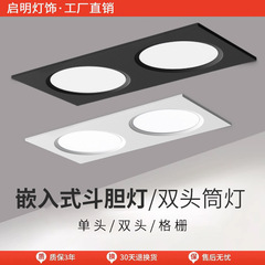 双頭筒灯双穴埋め込み式超薄型長方形簡易灯客間通路玄関天井ledスポットライト