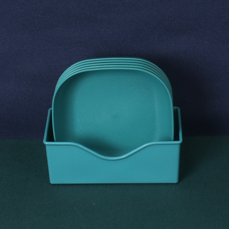 Paja de trigo 15cm profundización plato de hueso cuadrado 5 piezas traje de base plato de pastel resistente a la caída plato aumentado