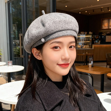 高级感羊毛呢贝雷帽秋冬显脸小女生画家帽百搭经典英伦复古报童帽