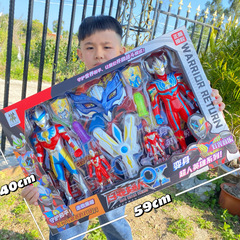 Authentic Large Gift Box Set of Transformable Superman Robot Ultraman Toy with Sound and Light Summoner, Wholesale for Boys
