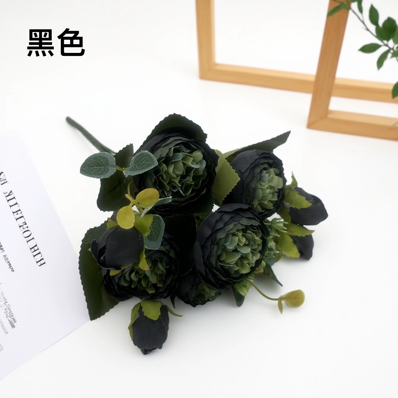 韩式5头菲丽波斯玫瑰5头小牡丹 仿真花 家居婚礼玫瑰花束包芯牡丹