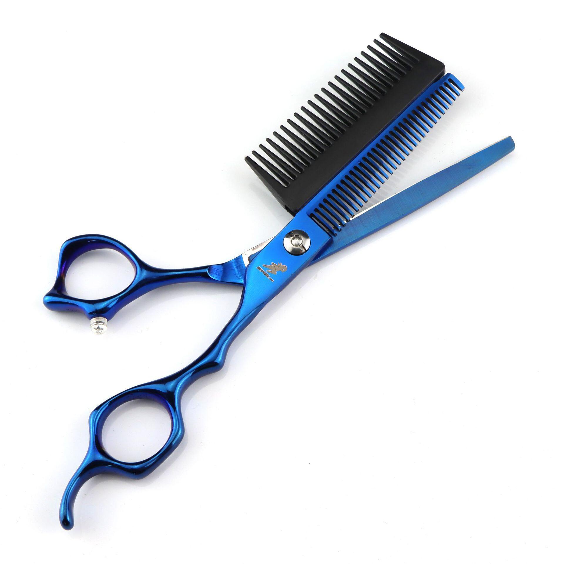 6.0inch Colorful Comb Personalized Hairdressing Haircut Flat Bangs Scissors With Packaging_voghion.com