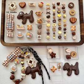 烤漆咖色系列方珠隔珠亚克力散珠子手机链钥匙扣串珠diy配件材料