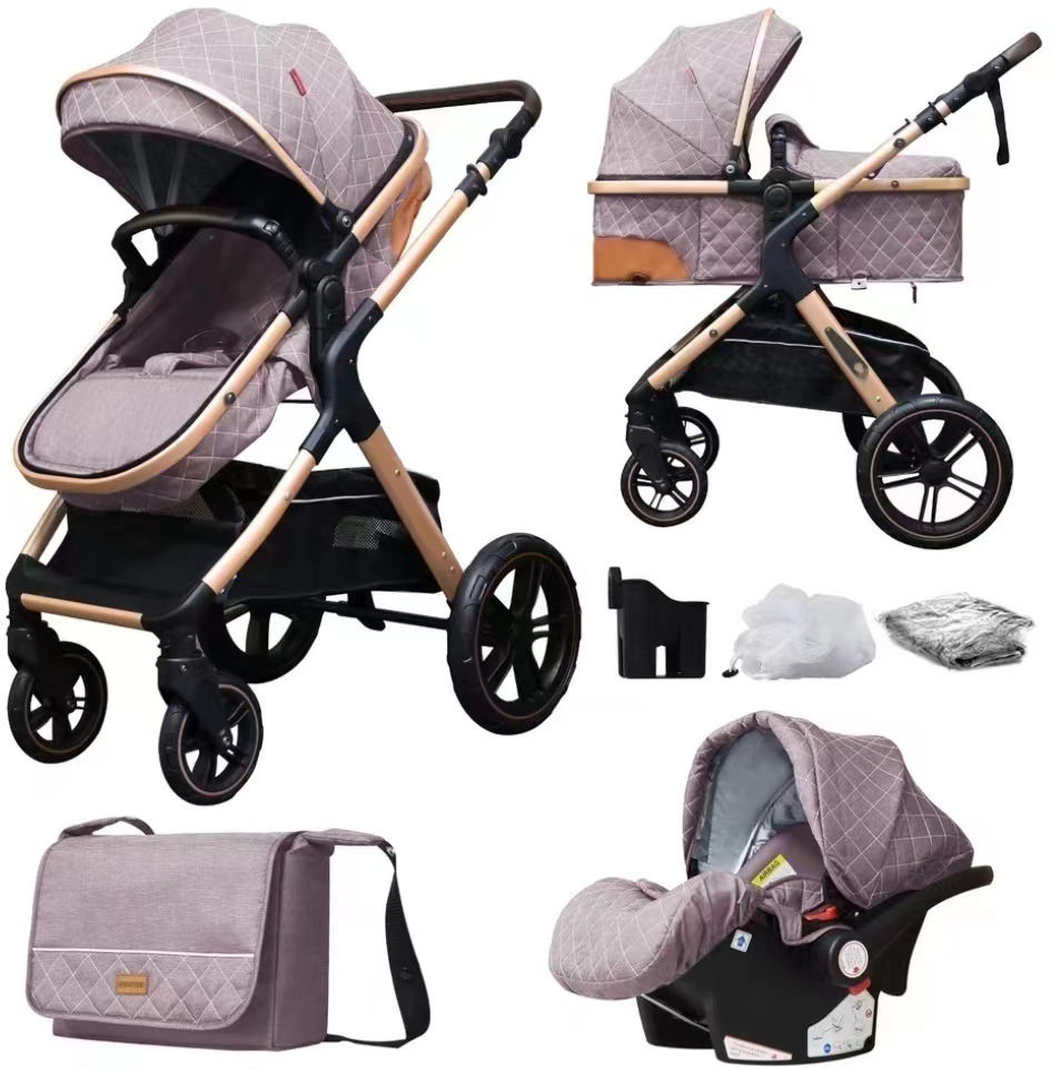 Cochecito de bebé Vista alta puede mentir luz plegable amortiguador de dos vías bebé coche cesta cochecito