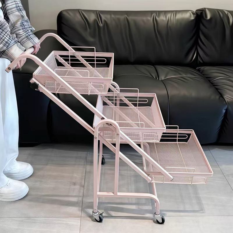 ヨーロッパのライト高級キッチン収納ラック床置き炭素鋼トロリー多機能厚みのある多層収納ラック|undefined