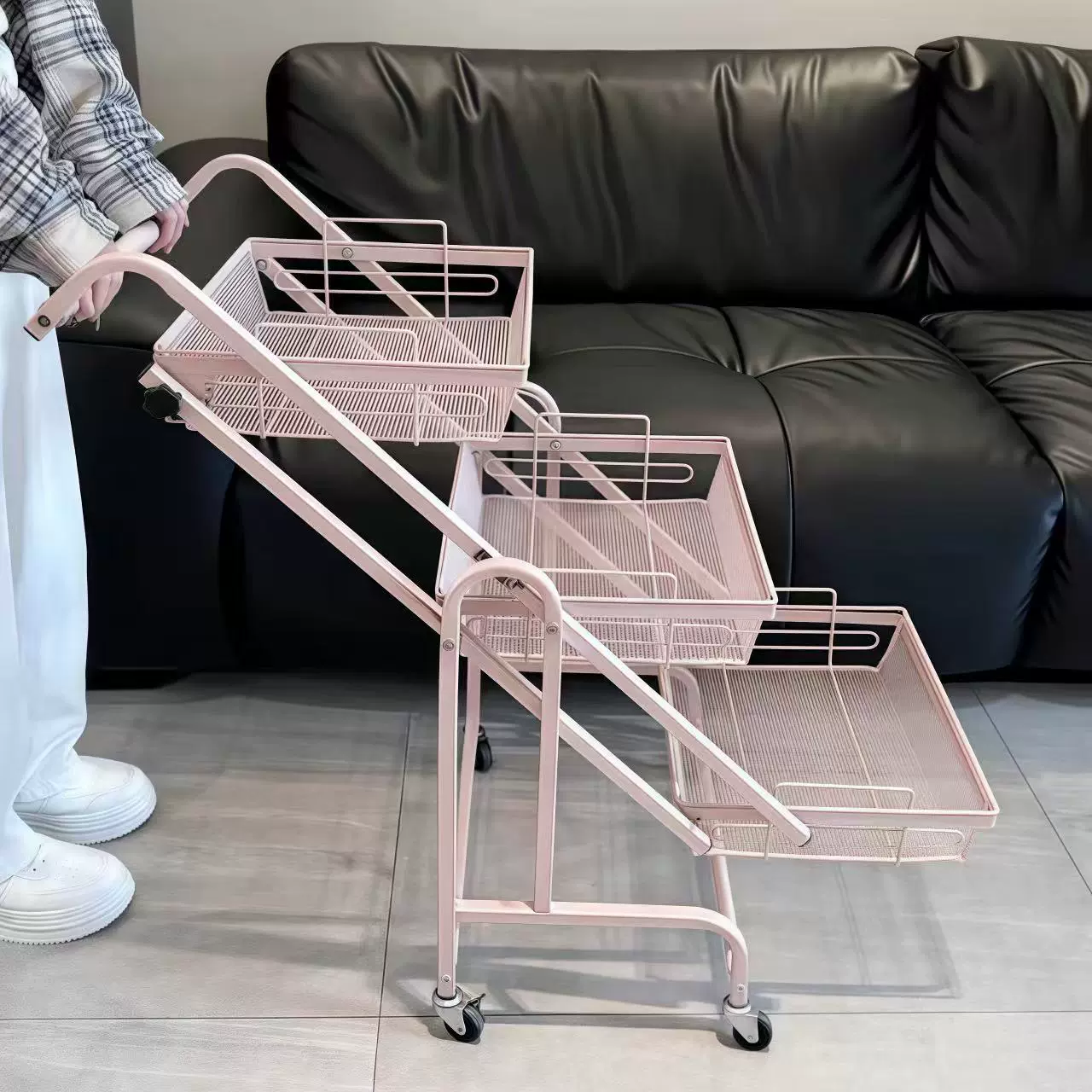欧式轻奢厨房收纳置物架落地碳钢小推车多功能加粗加厚多层收纳架