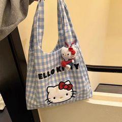 新品可爱い风キティキャンバスバッグ手提げワンショルダー斜めがけショルダーバッグ夏の通勤大容量新作ショルダーバッグ