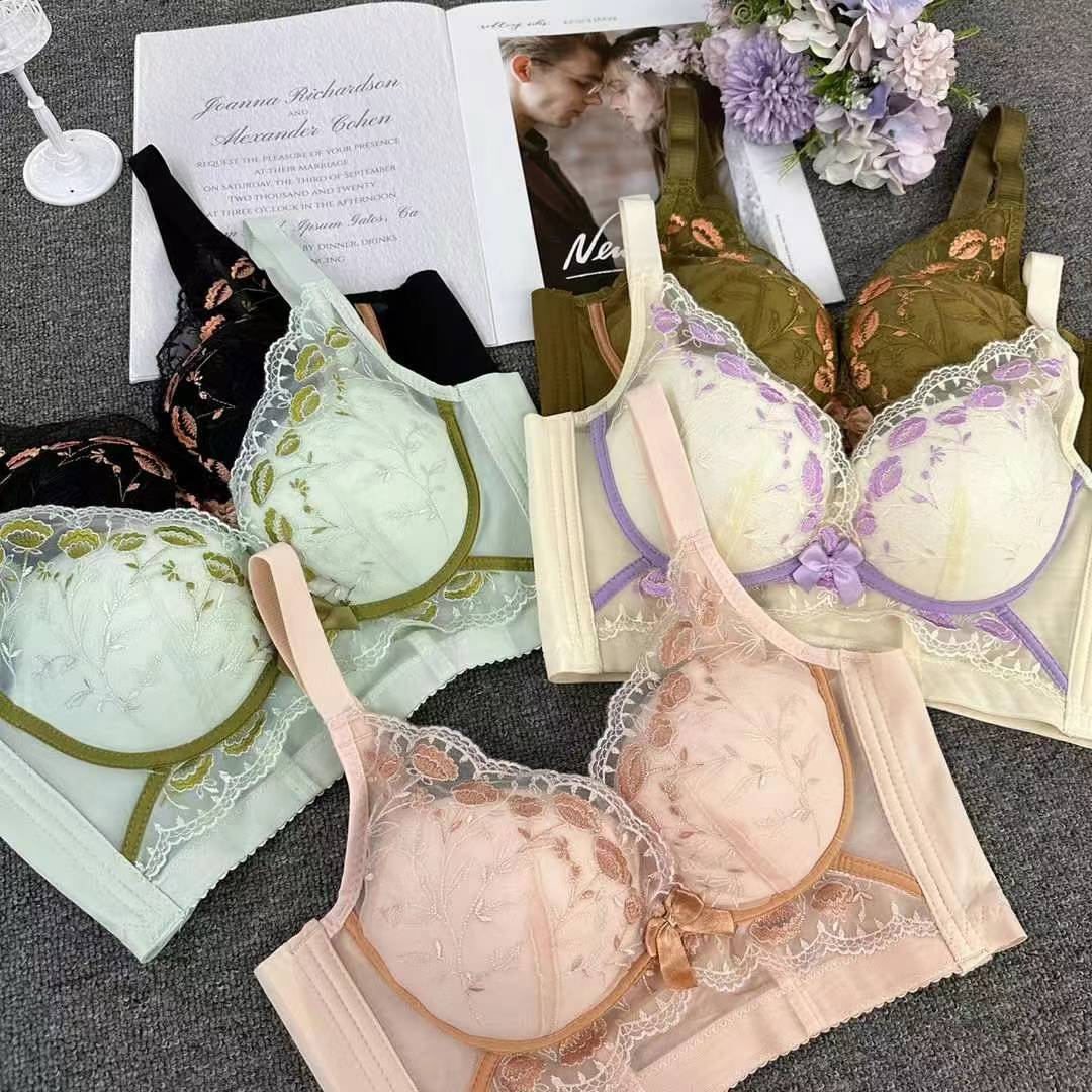Nuevo sujetador de alta calidad de moda de encaje jacquard transpirable ajustable confortable tipo de botón múltiple tipo de ropa interior de mujer