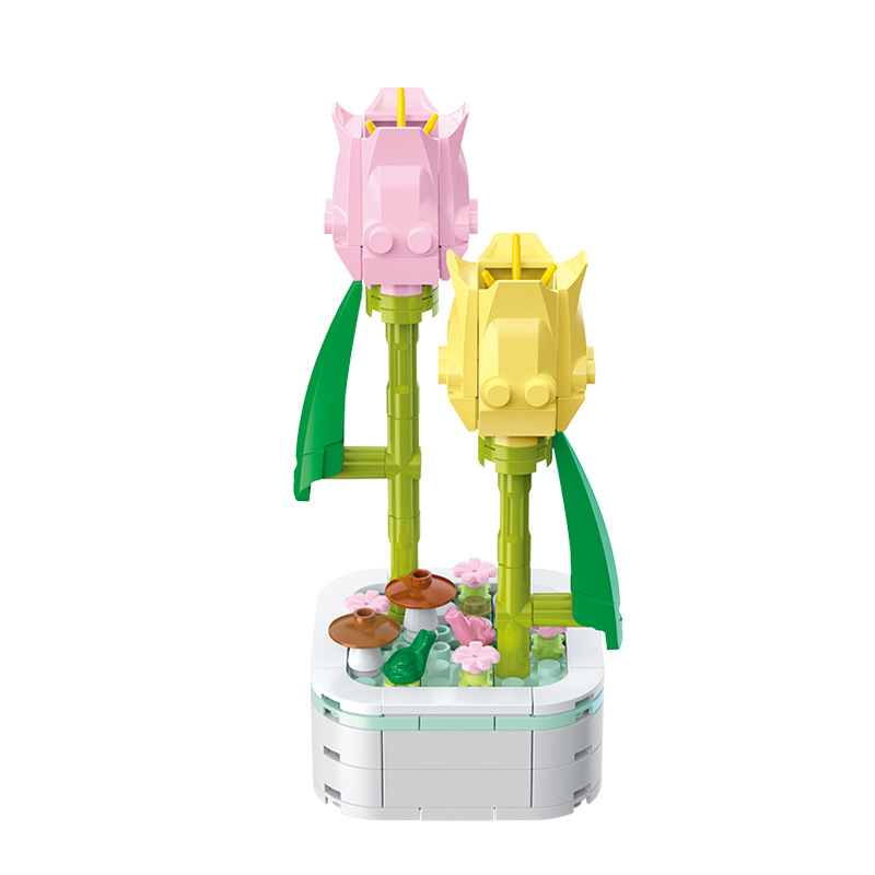 Diamond Horse Building Blocks Flower Potted Immortal Building Blocks Flower Kidsren's Educational Assembly Girl Toys Birthday Gift Desktop Ornaments