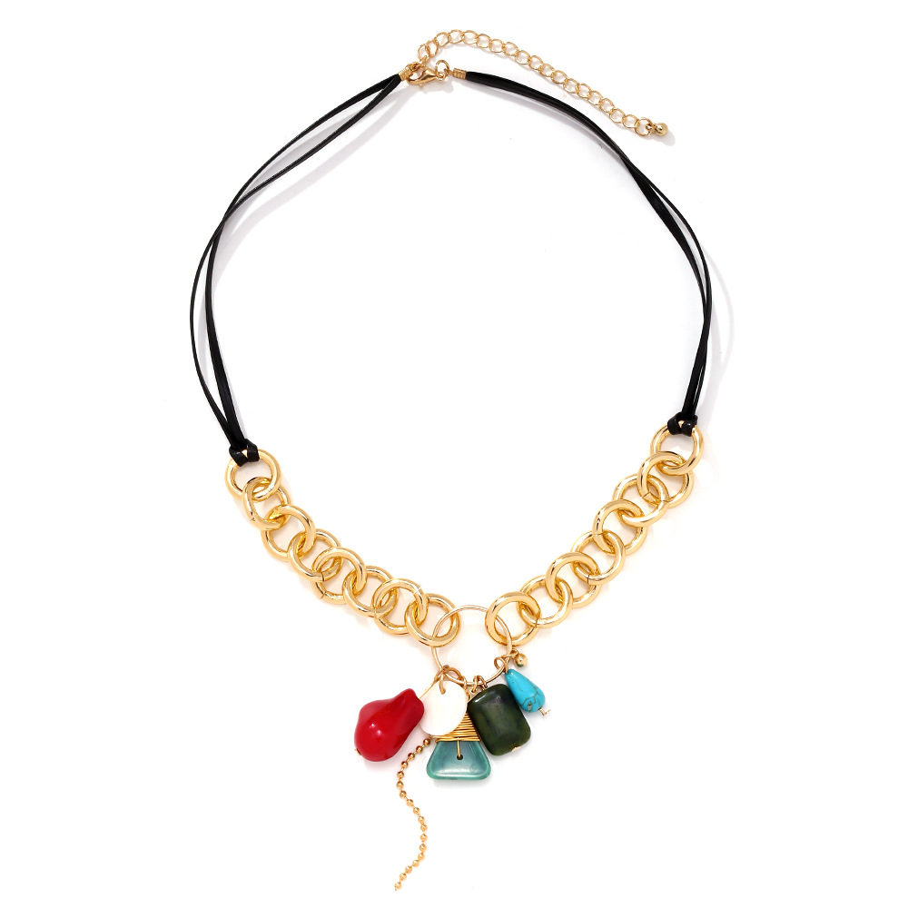 28g Weight Lobster Trigger Clasp Closure Clasp Closure Type Resin Pendant Material Casual Modern Style Streetwear Geometric Pu Leather Alloy Resin Woven Chain Lobster Trigger Clasp Closure Pendant Necklaces Wholesale