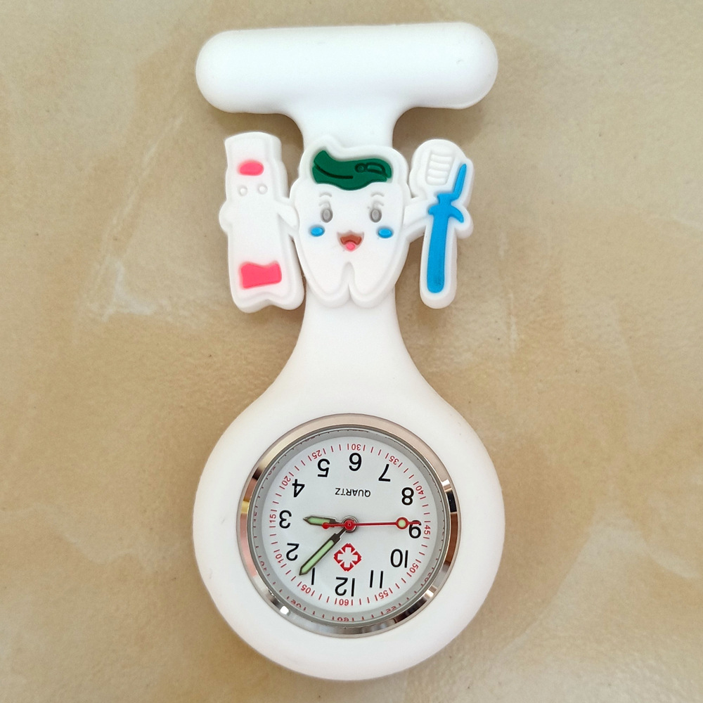 Dibujos animados lindo unisex hospital médico enfermera médico broche de silicona sólida colgando FOB bolsillo regalo reloj