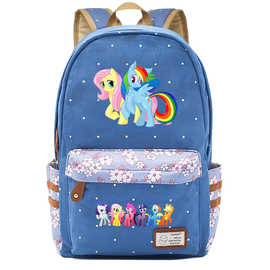 小马驹彩虹独角兽青少年中小学生书包韩版碎花帆布女生双肩背包