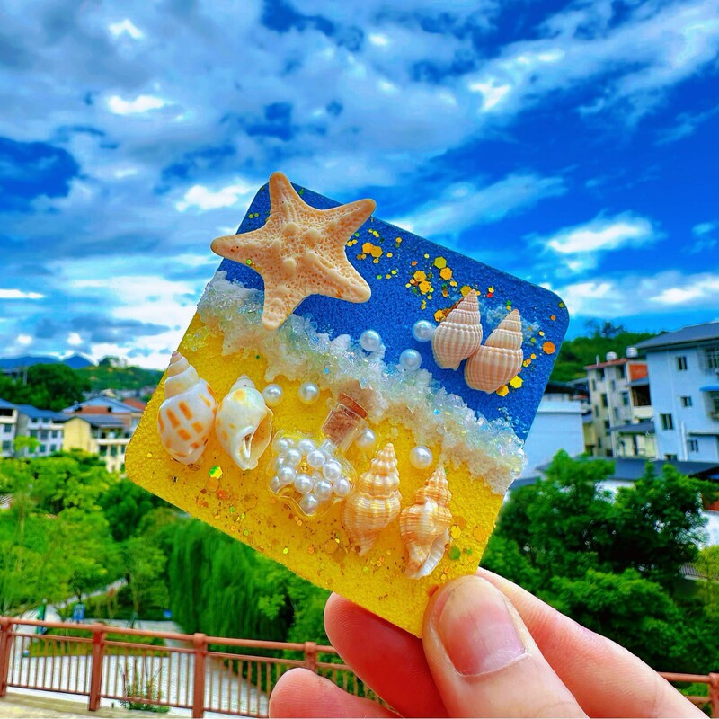文化的で創造的な海の質感の絵画冷蔵庫用マグネット卸売景勝地旅行のお土産ギフトお土産天然貝巻貝|undefined