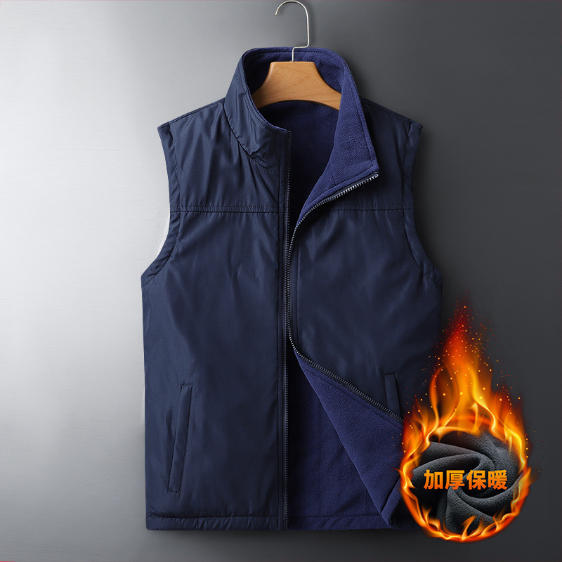 Chaleco de otoño e invierno de doble cara chaleco de lana caliente al aire libre de los hombres Chaleco de lana polar chaleco forrado de lana chaqueta sin mangas