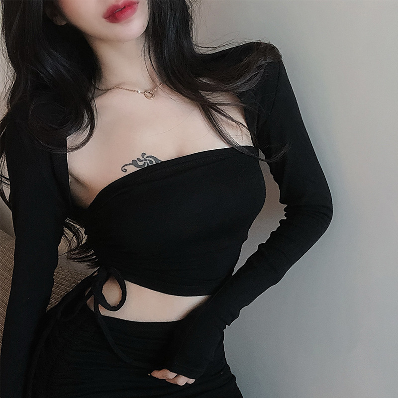 Sexy Spice Girl Strapless dress Tight Hollow Hip Skirt Short Top Women's 2025 Summer New All-match Fashionable