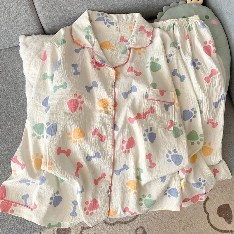 (가슴패드 없음) [윤두면] 컬러풀 발자국 긴팔+바지