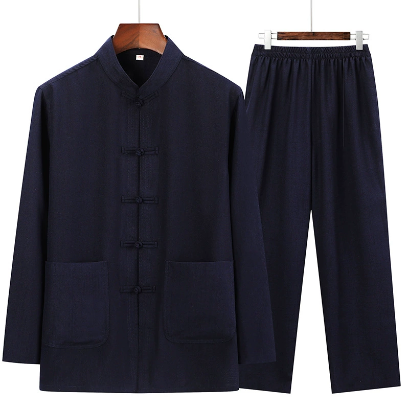 Весенний и осенний хлопок и костюм Тан для мужчин с длинными рукавами