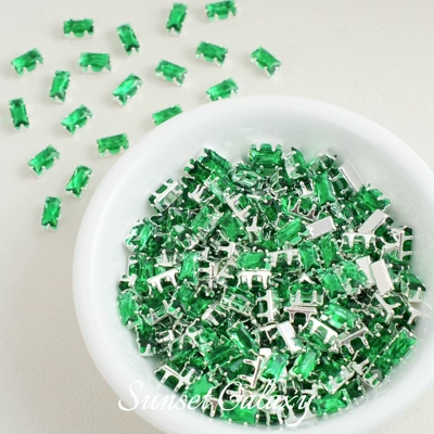 Material Beaded Bracelet Accessories — Zərgərlik ara hissələri - forest-green-silver-base-30-pieces-36mm