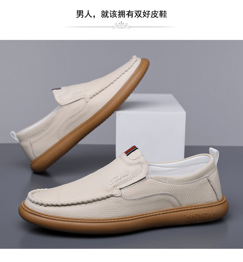Giày lười nam da bò thật mềm đế bằng kiểu dáng đơn giản — quần kaki, trắng, đen chi tiết 11