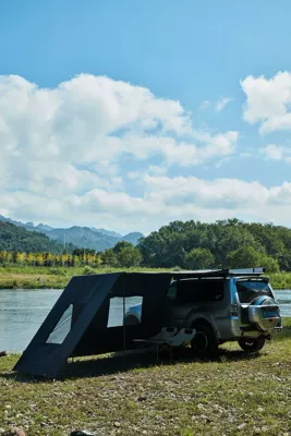 vinyl canopy camping tent, Avtomobil yan çətirləri - aluminum-box-with-light-side-cloth-with-window-1-main-cloth-1-1625
