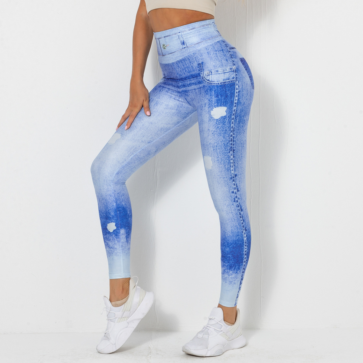 Casual Sport Style Printing Spandex Polyester Active Bottoms Leggings display Modeuse 66