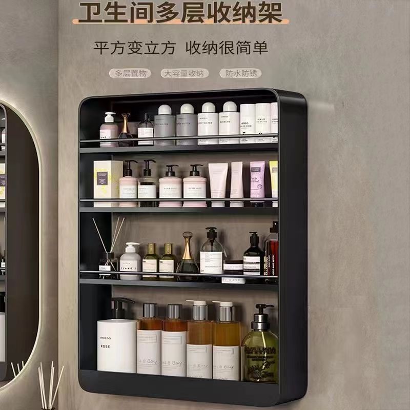 almacenamiento multicapa para cosméticos domésticos montados en la pared por encima del inodoro sin agujeros