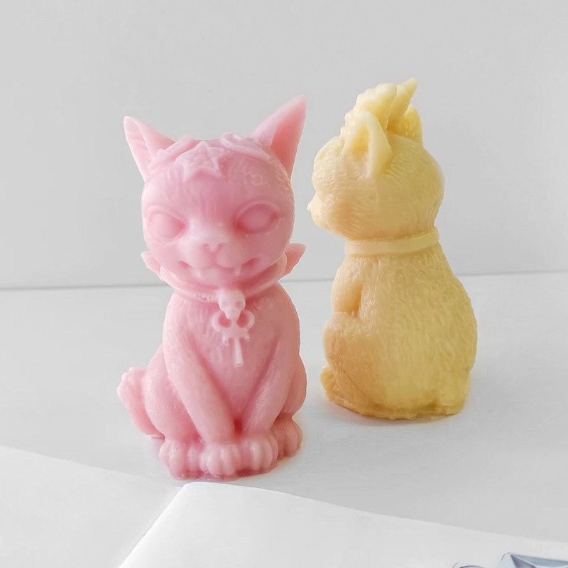 Nuevo molde de silicona gatito tridimensional DIY resina epoxi molde gatito aromaterapia hecho a mano decoración de la vela herramienta abrasiva