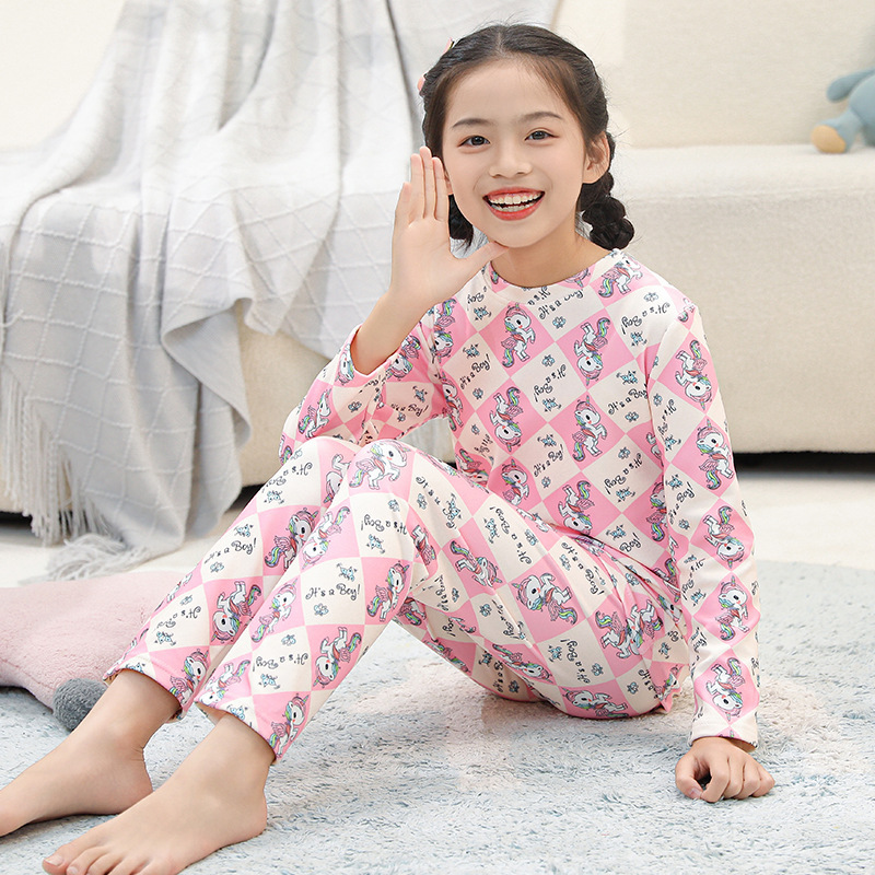 Autumn and Winter Children's thermal underwear suit girls' autumn clothes long pants boys' de Velvet medium and big children's thickened thermal pajamas