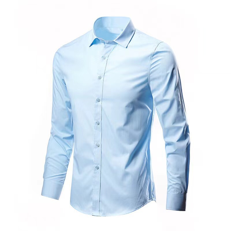 White Shirt Men's Long-sleeved Korean Fashionable Handsome Solid Color Shirt Professional Business Dress Slim-fit Black Shirt Men's White Shirt Men's Long-sleeved Korean Fashionable Handsome Solid Color Shirt Professional Business Dress Slim-fit Black Shirt Men's
