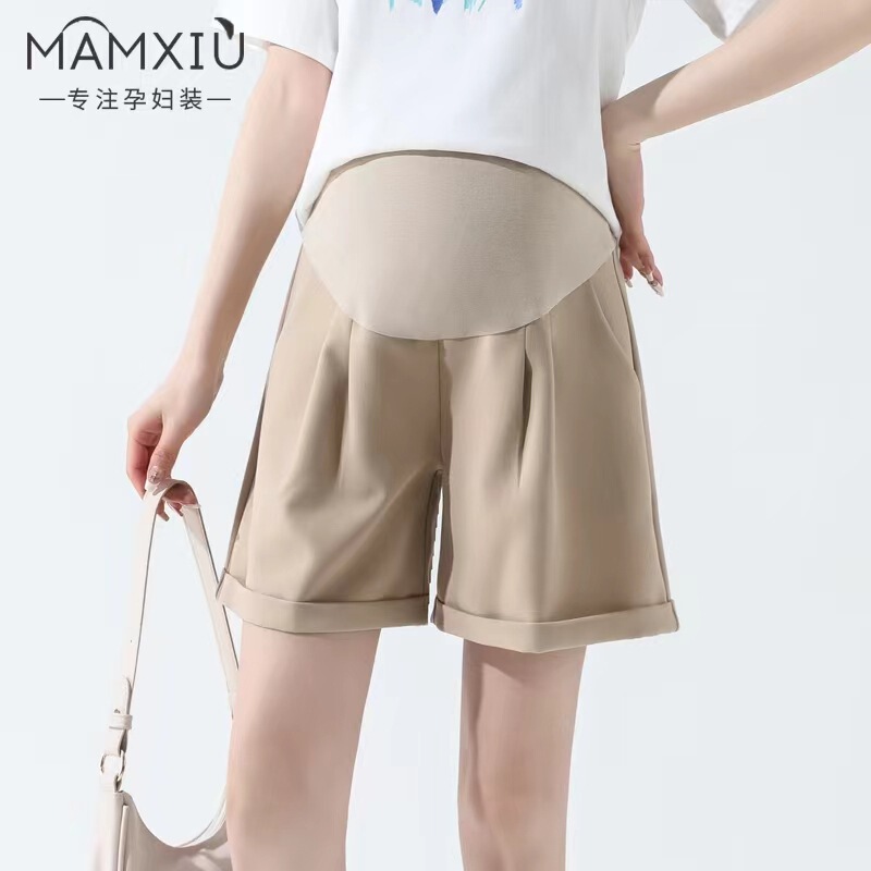 Maternity Shorts for Summer, New Style 26, Loose Fit, Slimming A-Line Summer Wear, Fashionable Rolled Hem with Belly Support
