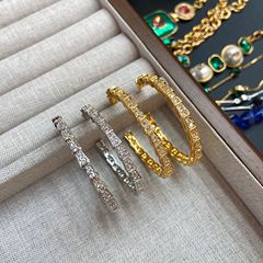 轻奢满钻蛇形耳环蛇骨节高级感小众设计C圈耳饰冷淡风耳圈