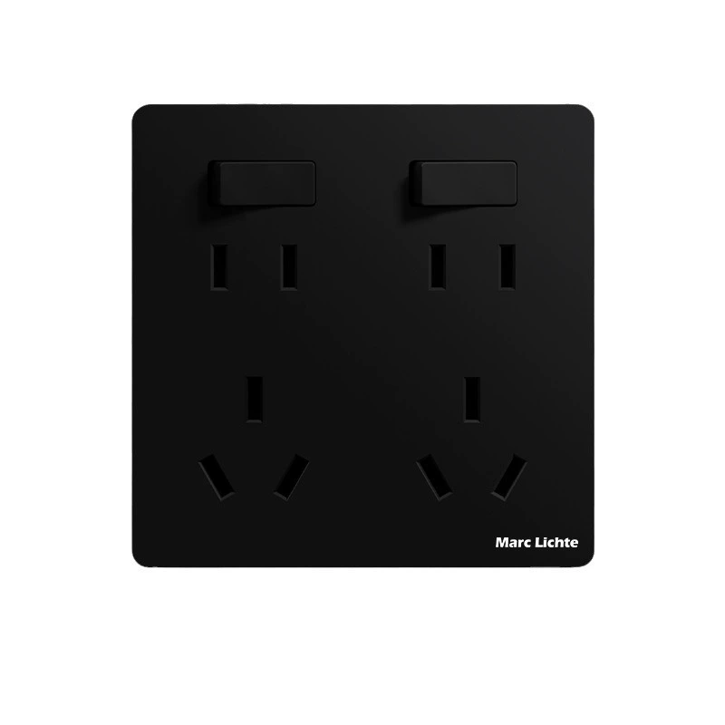 Marc Lichte 86 type concealed black household two-open ten-hole socket double 10A five-hole kitchen special panel