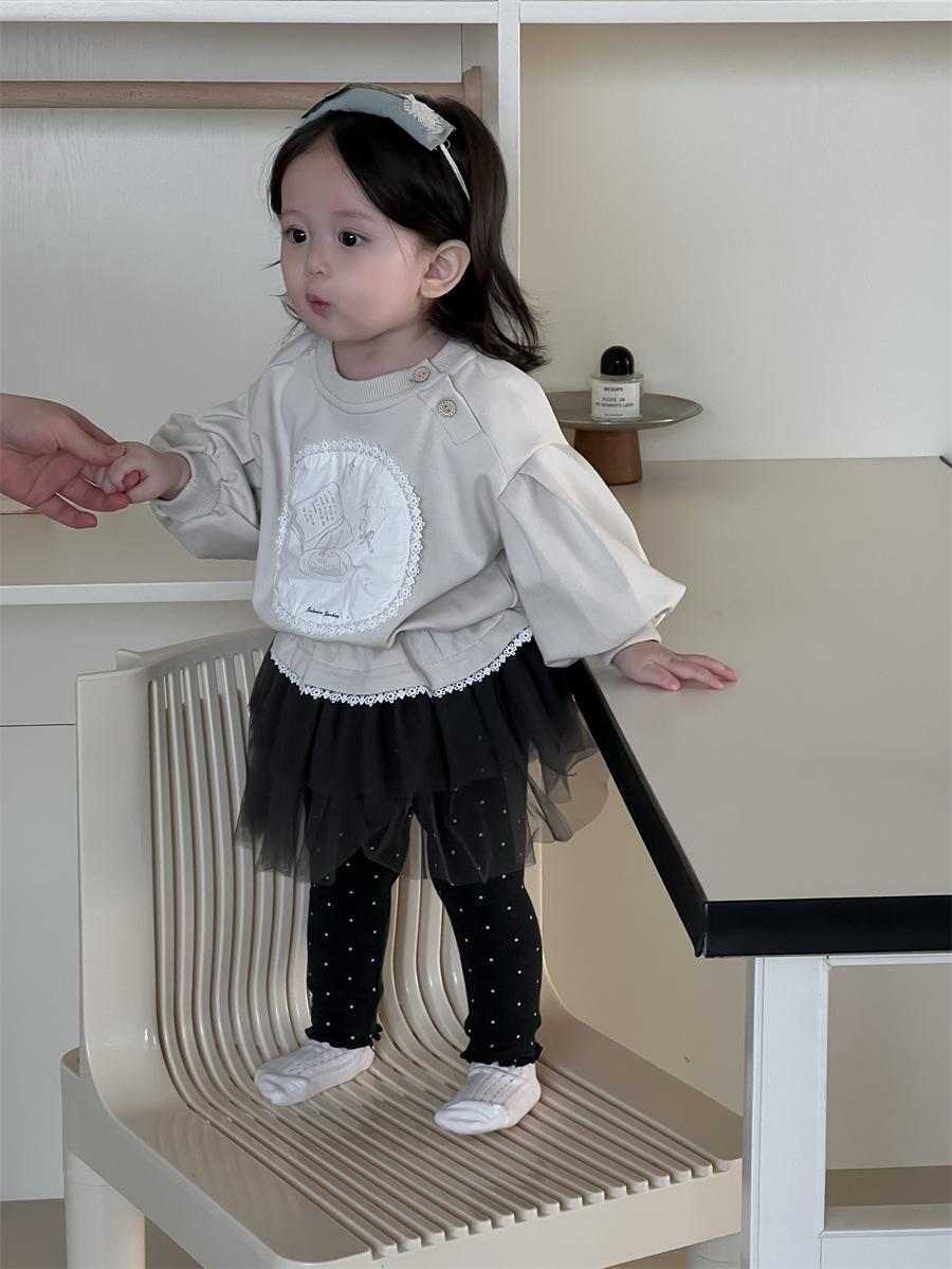 Conjunto de Sudadera y Vestido con Pantalón para Niñas de Algodón Juego de Dos Piezas para Otoño