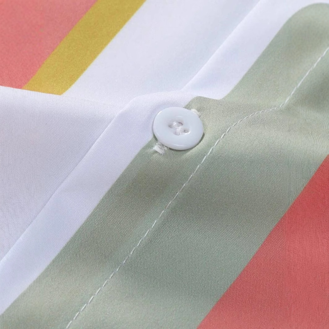 Traje de pantalones cortos de camisa de vacaciones hawaiana de verano de Xiyin transfronterizo 2024 venta caliente a rayas color de contraste impresión 3D