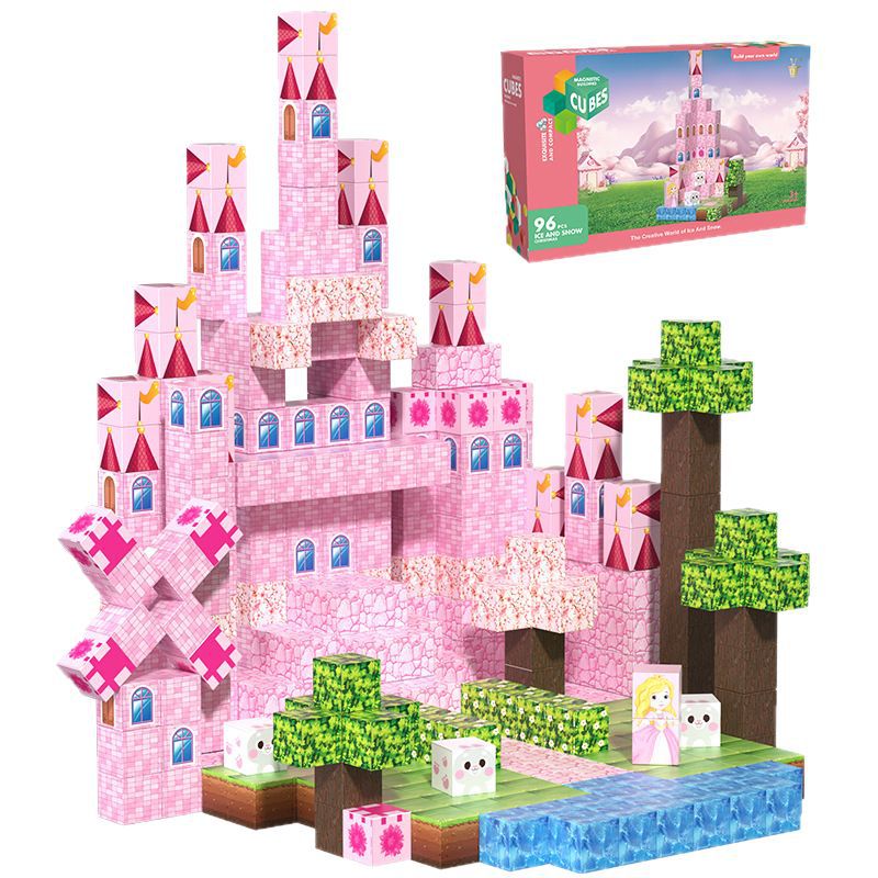 Conjunto de cubos magnéticos “Princess Castle World” – bloques de construcción para niñas, regalo de cumpleaños, fabricante transfronterizo