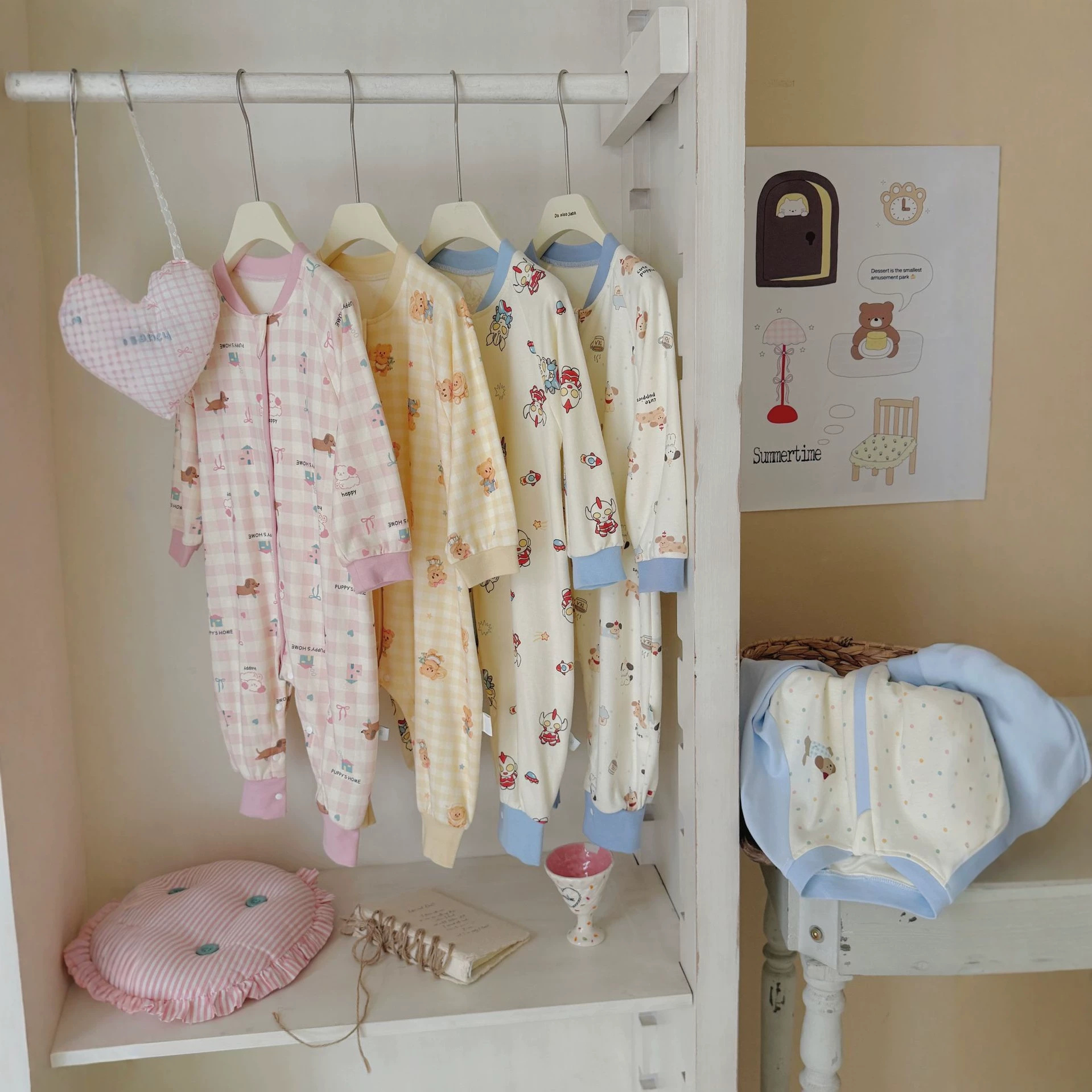 Large and small sizes, HeyHoney autumn new collection, pure cotton baby pajamas, unisex children's sleepwear, long-sleeved sleep sack for infants and toddlers