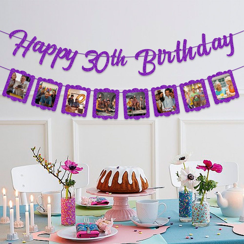 Amazon aniversario fiesta de cumpleaños tira de banderas 30 años 40 años 50 años foto de fondo de cumpleaños tira de banderas decoración
