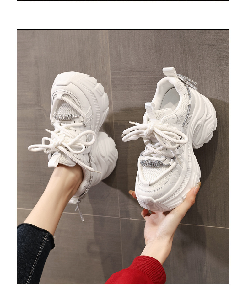 Giày sneaker nữ đế dày độn cao mặt lưới thoáng khí phong cách thể thao — Màu trắng chi tiết 13